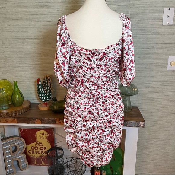 For Love & Lemons Melrose Dress Size Large Mini Floral Ruched Romantic Coquette - Picture 2 of 5